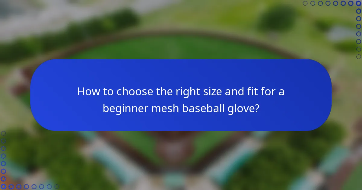 How to choose the right size and fit for a beginner mesh baseball glove?
