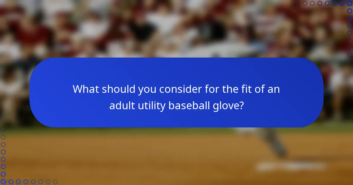 What should you consider for the fit of an adult utility baseball glove?